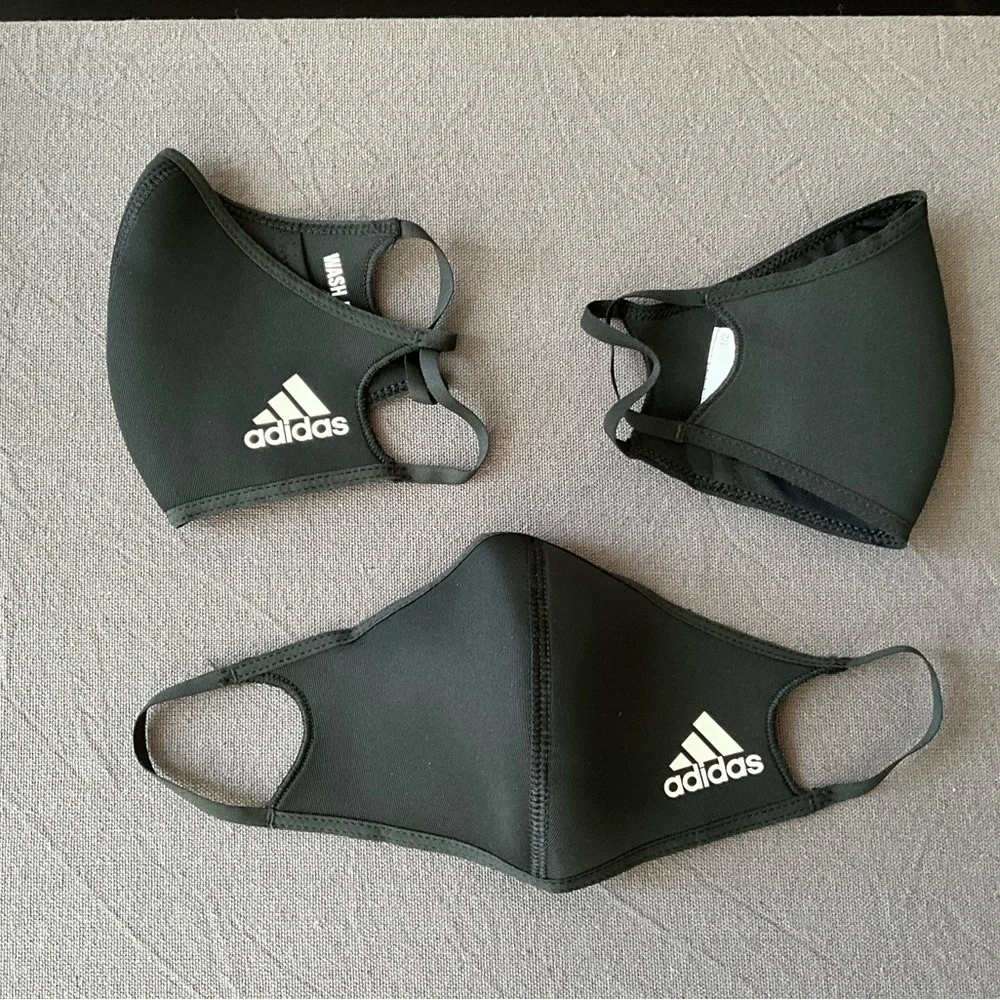 Brand New 3 Pack Adidas Face Cover - Black - Size S Small - Smooth Lightweight